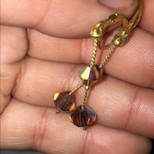 Purple green golden earrings